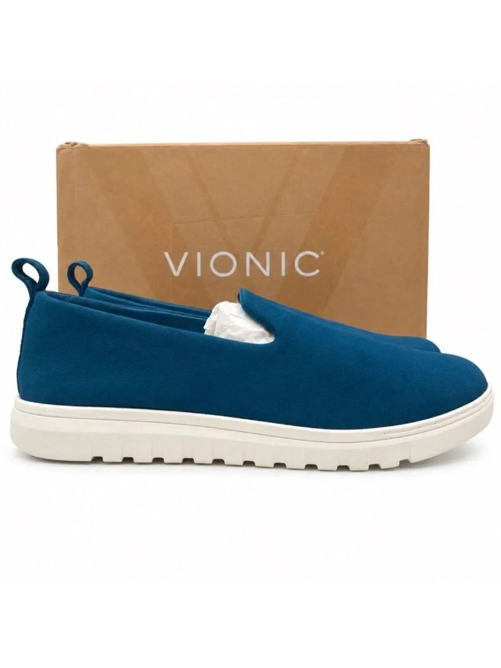 Vionic Uptown Willa Supportive Celestial Teal Nubuck Slip On Sneakers Womens 7